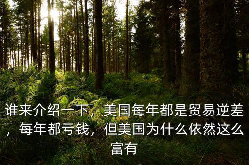 誰(shuí)來(lái)介紹一下，美國(guó)每年都是貿(mào)易逆差，每年都虧錢，但美國(guó)為什么依然這么富有