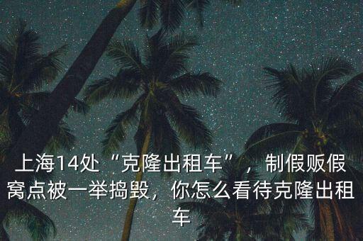 上海14處“克隆出租車”，制假販假窩點被一舉搗毀，你怎么看待克隆出租車