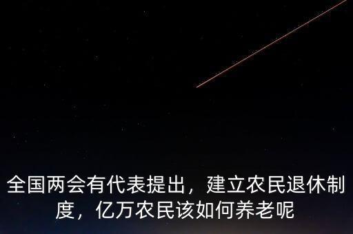 全國兩會有代表提出，建立農(nóng)民退休制度，億萬農(nóng)民該如何養(yǎng)老呢