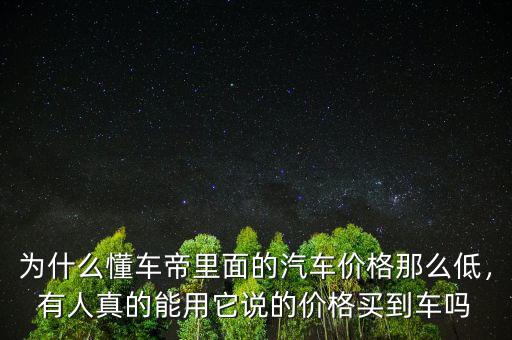 為什么懂車帝里面的汽車價(jià)格那么低，有人真的能用它說(shuō)的價(jià)格買到車嗎