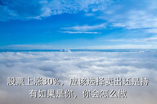 股票上漲30%，應(yīng)該選擇賣出還是持有如果是你，你會怎么做