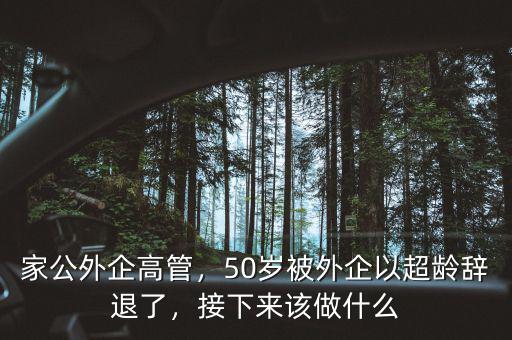 家公外企高管，50歲被外企以超齡辭退了，接下來該做什么
