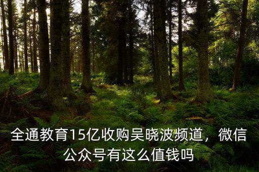 全通教育15億收購吳曉波頻道，微信公眾號有這么值錢嗎