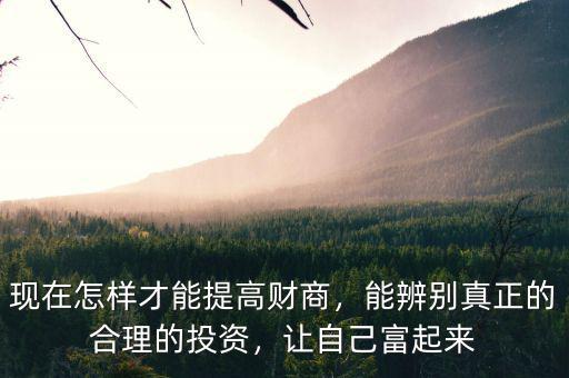 現(xiàn)在怎樣才能提高財商，能辨別真正的合理的投資，讓自己富起來