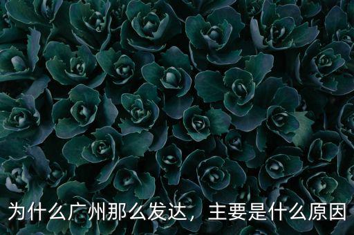 為什么廣州那么發(fā)達，主要是什么原因