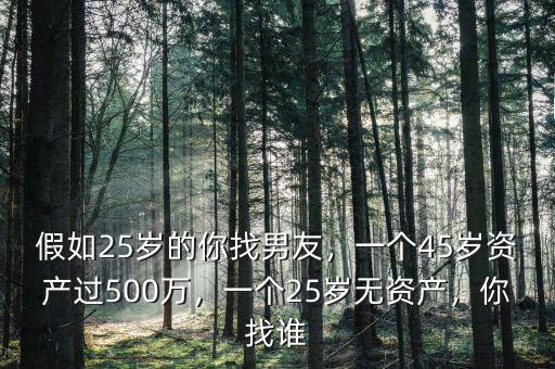 假如25歲的你找男友，一個45歲資產(chǎn)過500萬，一個25歲無資產(chǎn)，你找誰