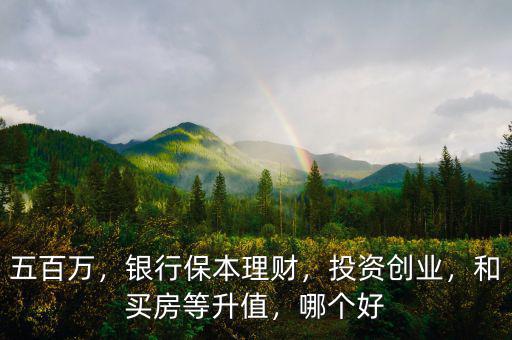 五百萬，銀行保本理財，投資創(chuàng)業(yè)，和買房等升值，哪個好