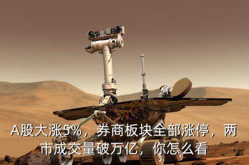 A股大漲5%，券商板塊全部漲停，兩市成交量破萬億，你怎么看