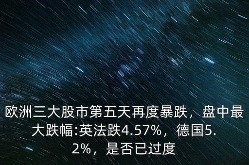 歐洲三大股市第五天再度暴跌，盤中最大跌幅:英法跌4.57%，德國5.2%，是否已過度