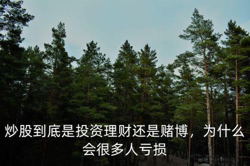 炒股到底是投資理財(cái)還是賭博，為什么會很多人虧損