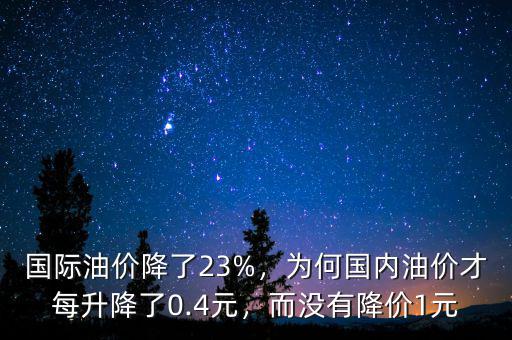 國際油價(jià)降了23%，為何國內(nèi)油價(jià)才每升降了0.4元，而沒有降價(jià)1元