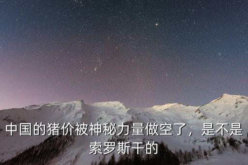 中國(guó)的豬價(jià)被神秘力量做空了，是不是索羅斯干的