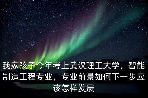 我家孩子今年考上武漢理工大學，智能制造工程專業(yè)，專業(yè)前景如何下一步應該怎樣發(fā)展