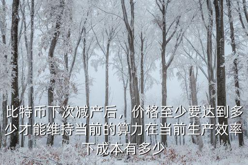 比特幣下次減產(chǎn)后，價格至少要達到多少才能維持當(dāng)前的算力在當(dāng)前生產(chǎn)效率下成本有多少