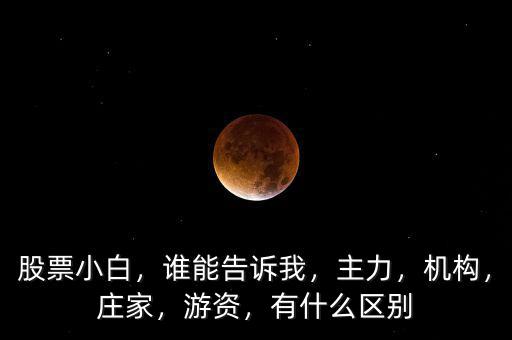 股票小白，誰能告訴我，主力，機構(gòu)，莊家，游資，有什么區(qū)別