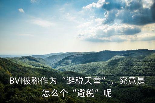 BVI被稱作為“避稅天堂”，究竟是怎么個(gè)“避稅”呢
