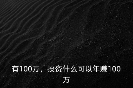 有100萬(wàn)，投資什么可以年賺100萬(wàn)