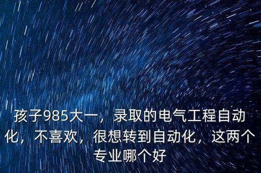 孩子985大一，錄取的電氣工程自動化，不喜歡，很想轉(zhuǎn)到自動化，這兩個專業(yè)哪個好