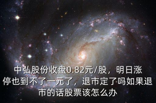 中弘股份收盤(pán)0.82元/股，明日漲停也到不了一元了，退市定了嗎如果退市的話股票該怎么辦