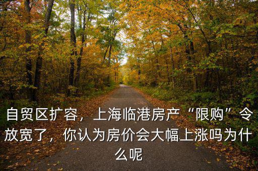 自貿(mào)區(qū)擴容，上海臨港房產(chǎn)“限購”令放寬了，你認為房價會大幅上漲嗎為什么呢