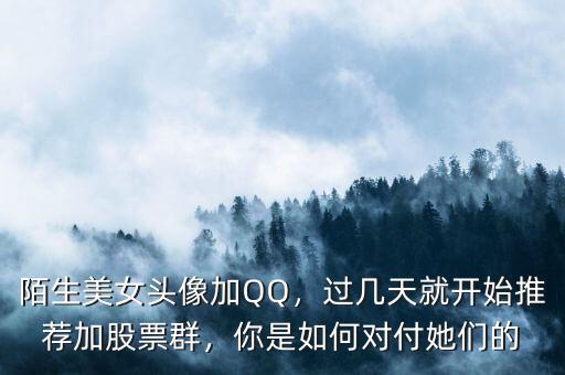 陌生美女頭像加QQ，過幾天就開始推薦加股票群，你是如何對付她們的