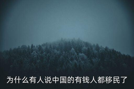 為什么有人說中國(guó)的有錢人都移民了