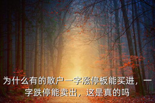 為什么有的散戶一字漲停板能買進(jìn)，一字跌停能賣出，這是真的嗎