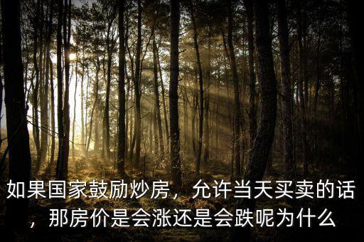 如果國家鼓勵(lì)炒房，允許當(dāng)天買賣的話，那房價(jià)是會(huì)漲還是會(huì)跌呢為什么