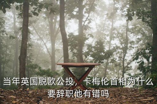 當(dāng)年英國脫歐公投，卡梅倫首相為什么要辭職他有錯嗎