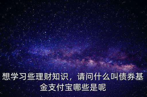 想學習些理財知識，請問什么叫債券基金支付寶哪些是呢