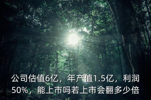 公司估值6億，年產(chǎn)值1.5億，利潤50%，能上市嗎若上市會翻多少倍