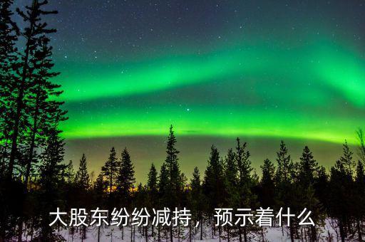 大股東紛紛減持，預(yù)示著什么