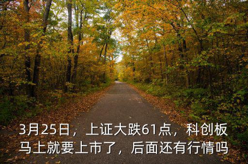 3月25日，上證大跌61點(diǎn)，科創(chuàng)板馬上就要上市了，后面還有行情嗎