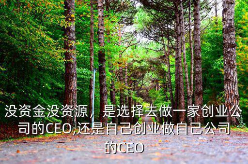 沒資金沒資源，是選擇去做一家創(chuàng)業(yè)公司的CEO,還是自己創(chuàng)業(yè)做自己公司的CEO