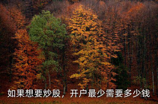 如果想要炒股，開戶最少需要多少錢