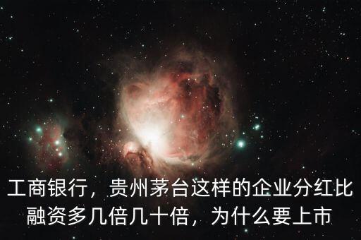 工商銀行，貴州茅臺這樣的企業(yè)分紅比融資多幾倍幾十倍，為什么要上市