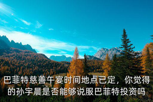 巴菲特慈善午宴時(shí)間地點(diǎn)已定，你覺得的孫宇晨是否能夠說(shuō)服巴菲特投資嗎