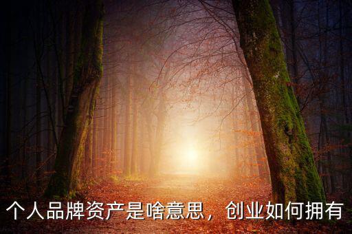 個人品牌資產(chǎn)是啥意思，創(chuàng)業(yè)如何擁有