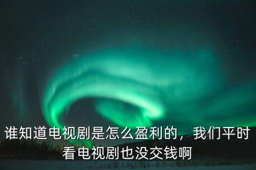 誰知道電視劇是怎么盈利的，我們平時看電視劇也沒交錢啊