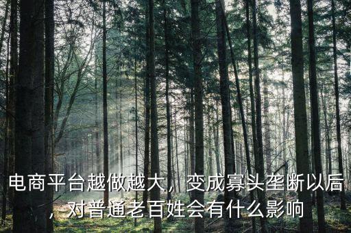 電商平臺(tái)越做越大，變成寡頭壟斷以后，對(duì)普通老百姓會(huì)有什么影響