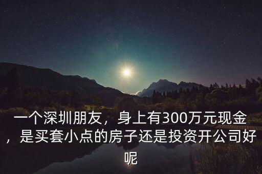 一個(gè)深圳朋友，身上有300萬(wàn)元現(xiàn)金，是買套小點(diǎn)的房子還是投資開(kāi)公司好呢