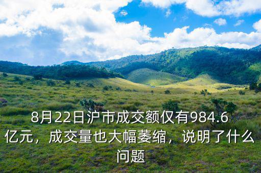 8月22日滬市成交額僅有984.6億元，成交量也大幅萎縮，說明了什么問題