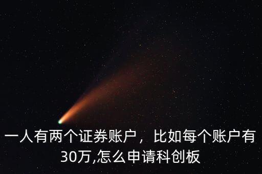一人有兩個證券賬戶，比如每個賬戶有30萬,怎么申請科創(chuàng)板