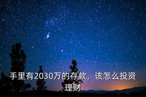 手里有2030萬的存款，該怎么投資理財(cái)
