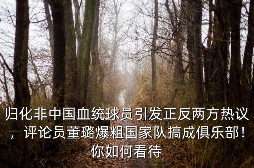 歸化非中國(guó)血統(tǒng)球員引發(fā)正反兩方熱議，評(píng)論員董璐爆粗國(guó)家隊(duì)搞成俱樂(lè)部！你如何看待
