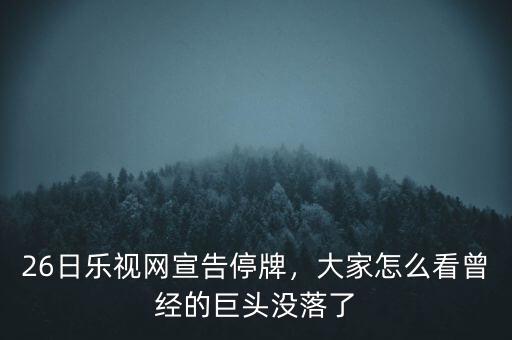 26日樂視網(wǎng)宣告停牌，大家怎么看曾經(jīng)的巨頭沒落了
