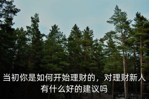 當初你是如何開始理財?shù)?，對理財新人有什么好的建議嗎