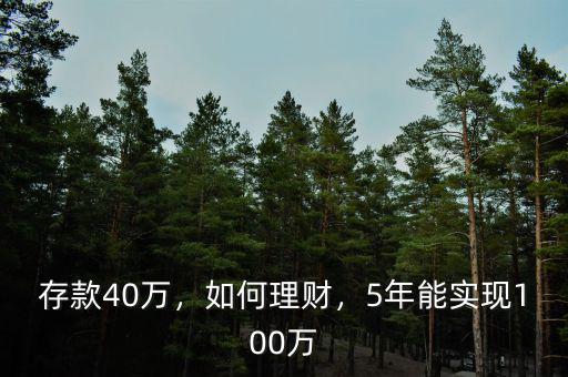 存款40萬，如何理財，5年能實現(xiàn)100萬