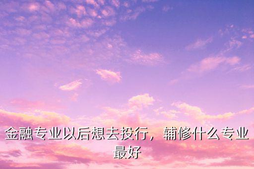 金融專業(yè)以后想去投行，輔修什么專業(yè)最好