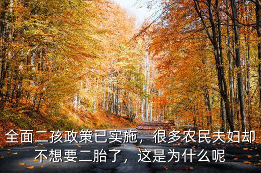 全面二孩政策已實(shí)施，很多農(nóng)民夫婦卻不想要二胎了，這是為什么呢